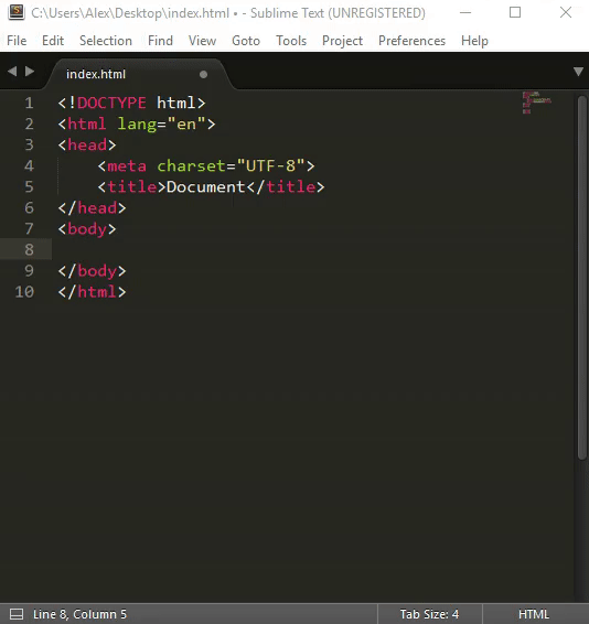 Create html elements with emmet